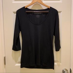 Cuyana Pima cotton scoop neck 3/4 sleeve tee